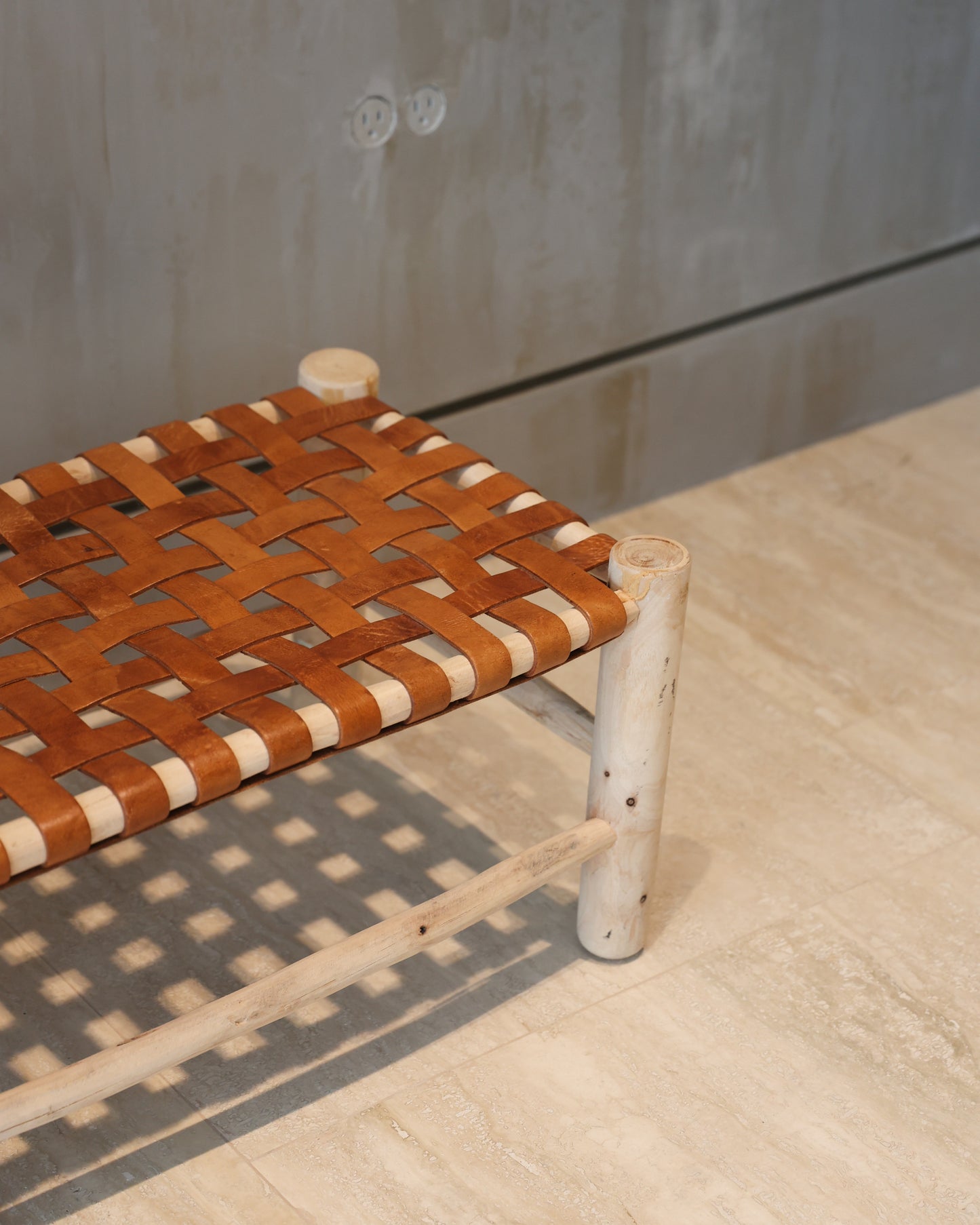 Woven Leather Bench