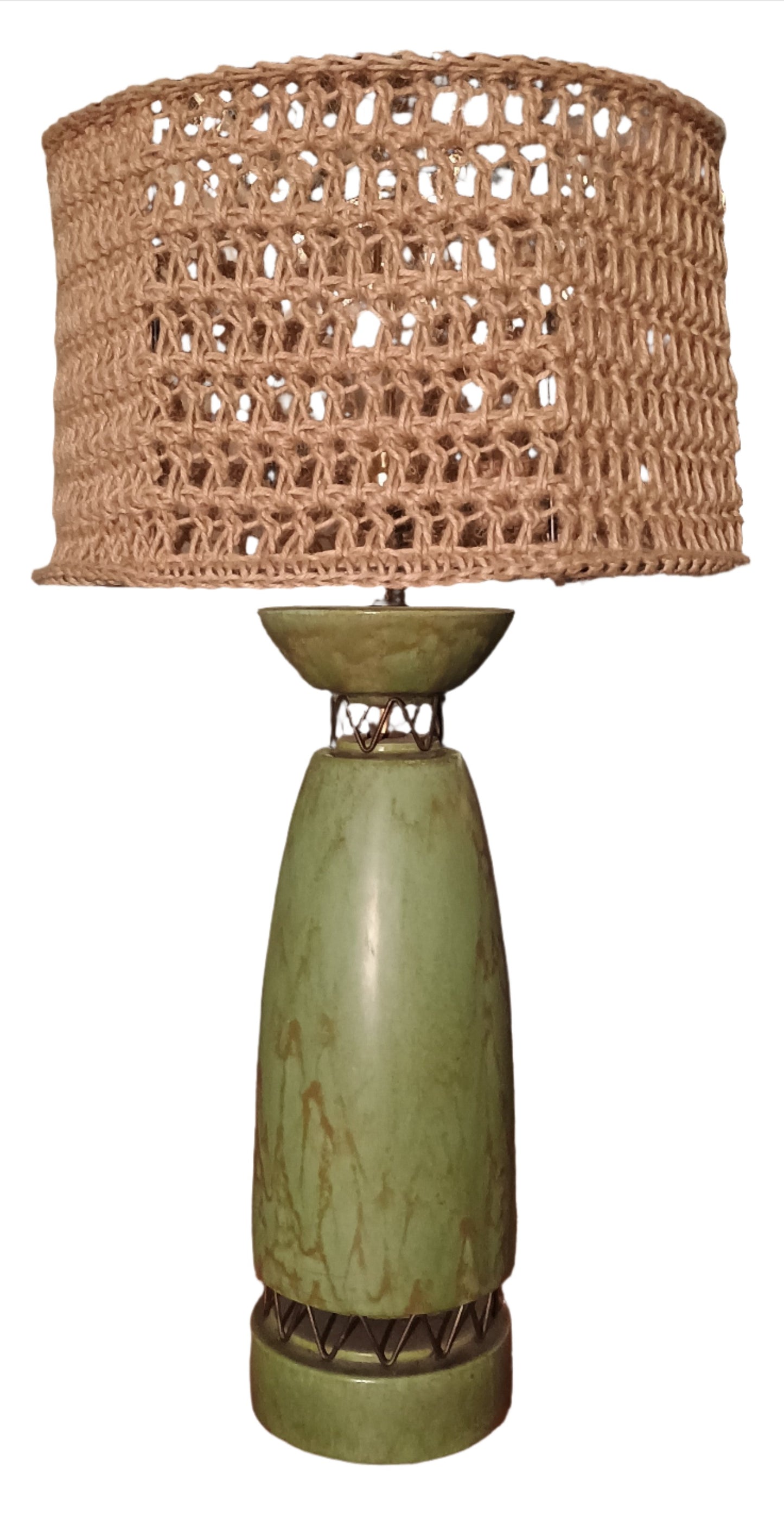 Lamps - Green Metal and Twine Lamps