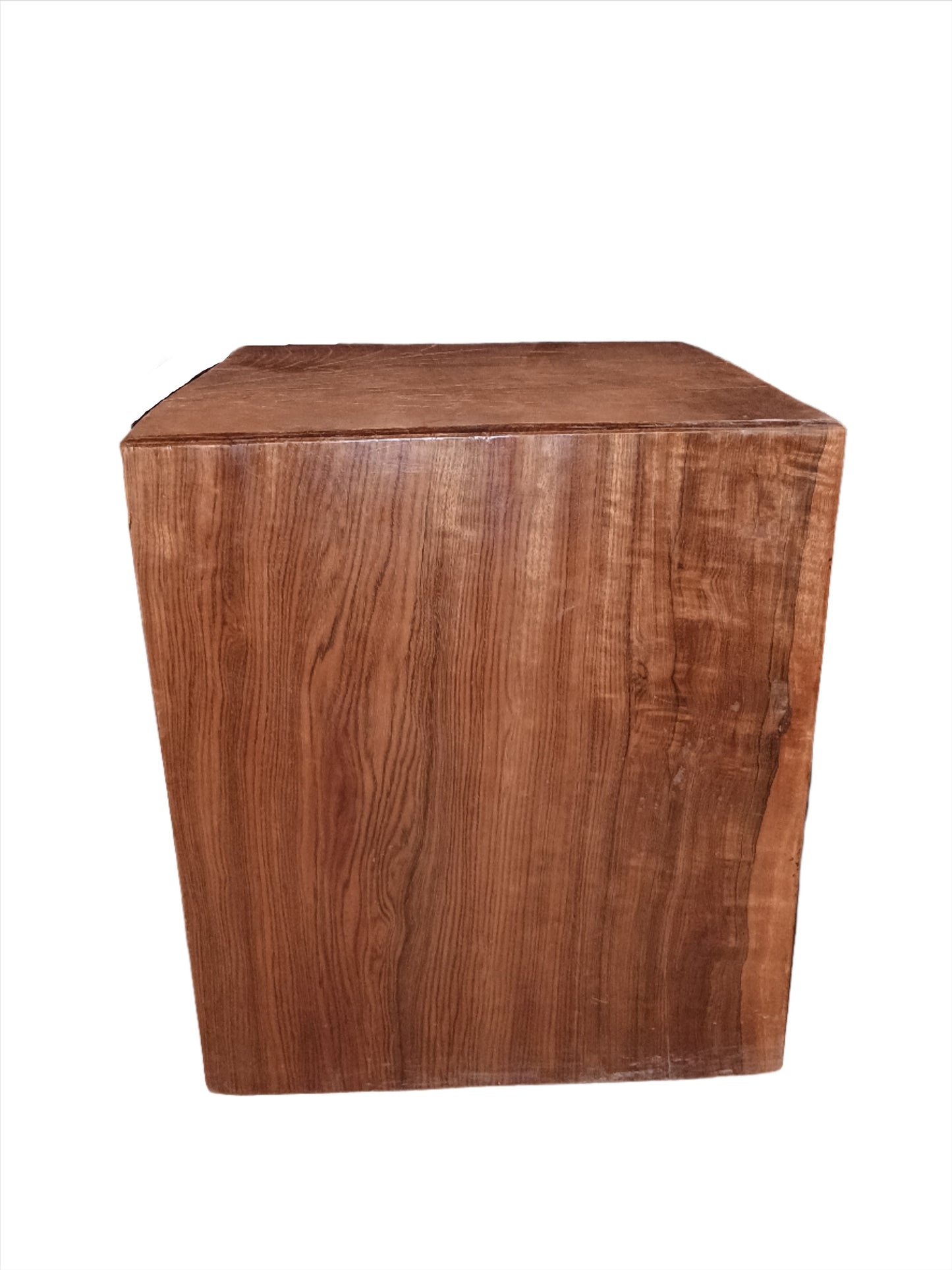 Table - Vintage Wood Cube Side Table
