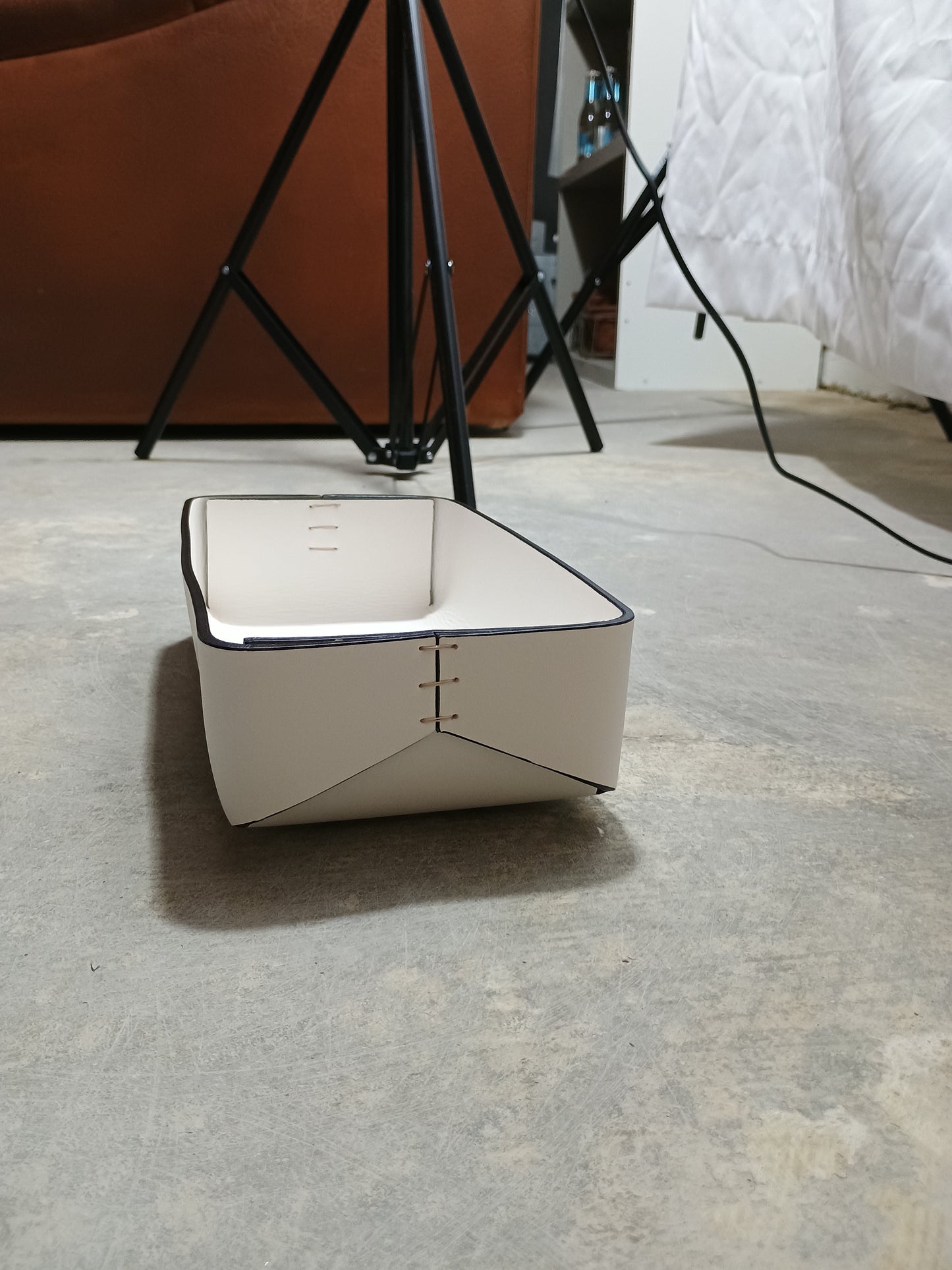 Small White Leather Tray