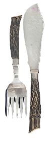 Serveware- Vintage French Buckhorn Knife and Fork Set