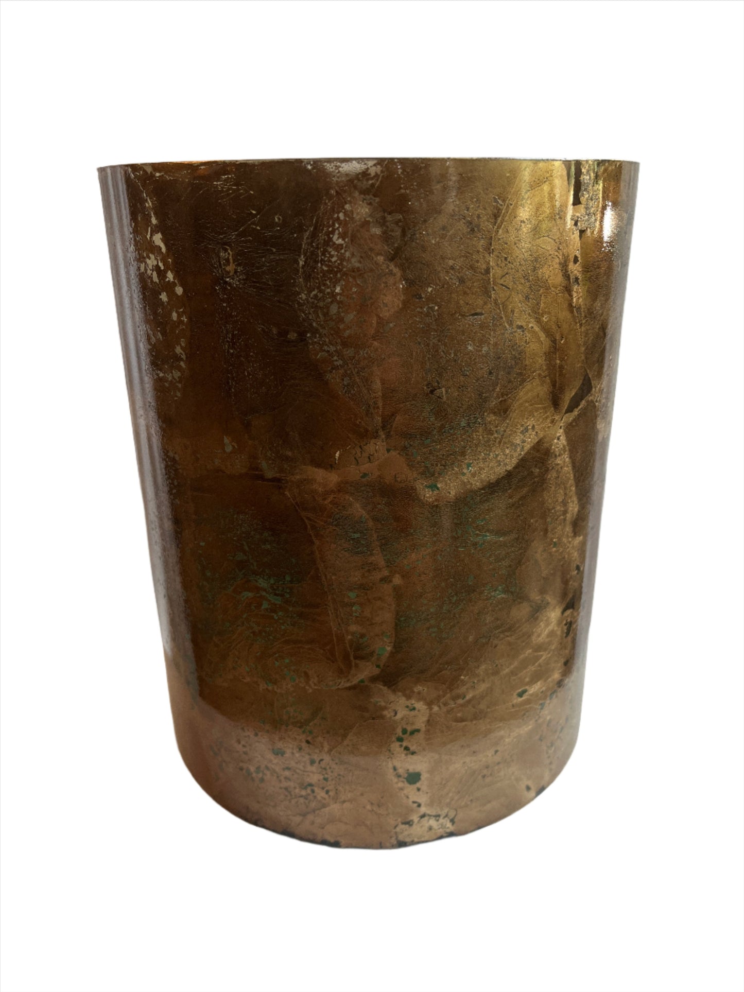 Wastebasket- Bronze Leafed Glass Wastebasket