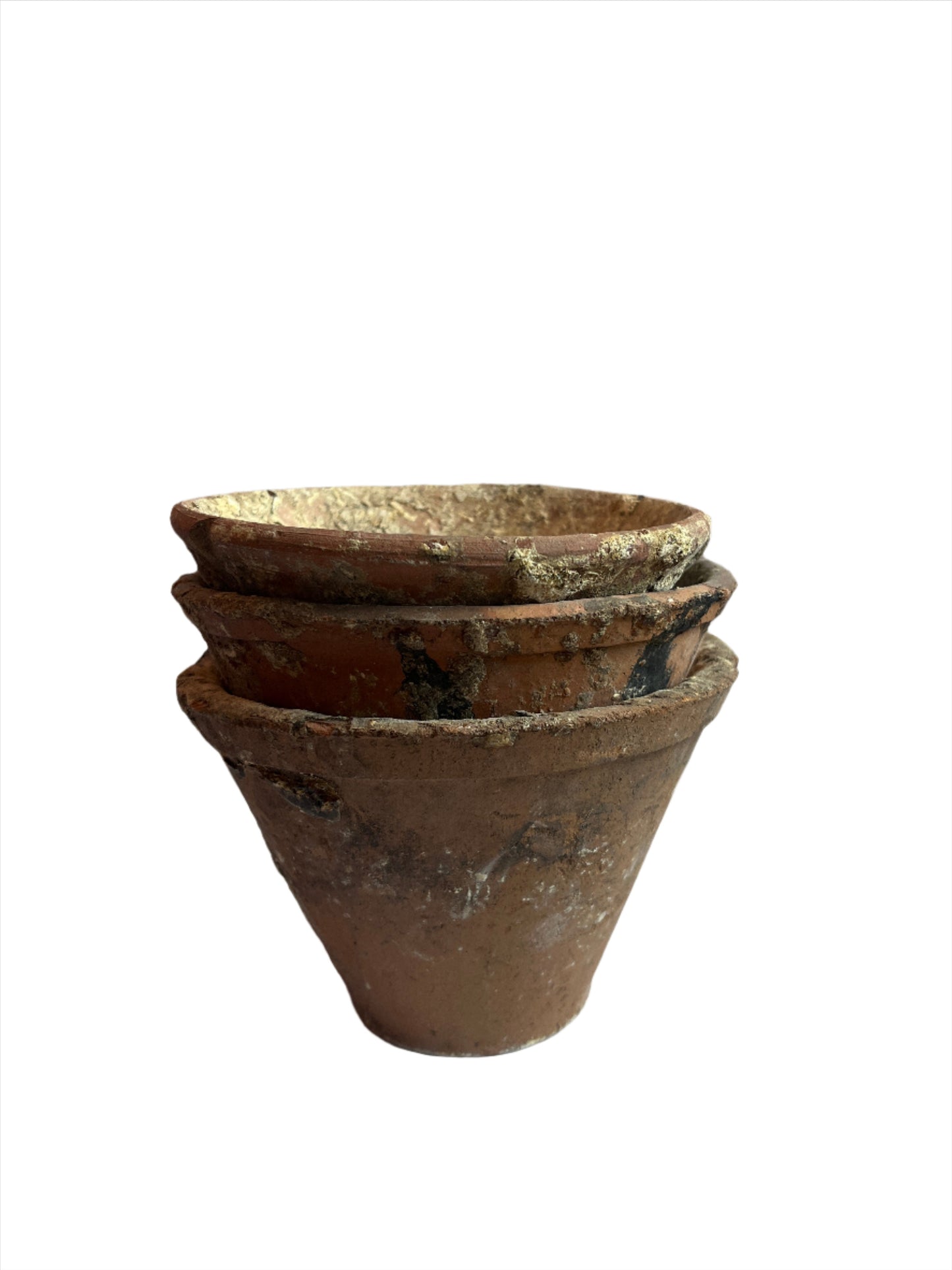 Pot- Terracotta Weathered Stacking Pots Set of 3