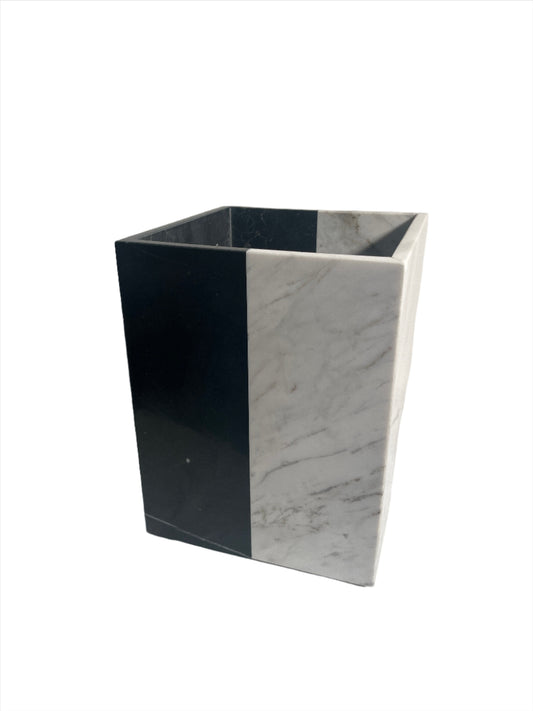 Waste Basket - B&W Marble Vanity Wastebasket