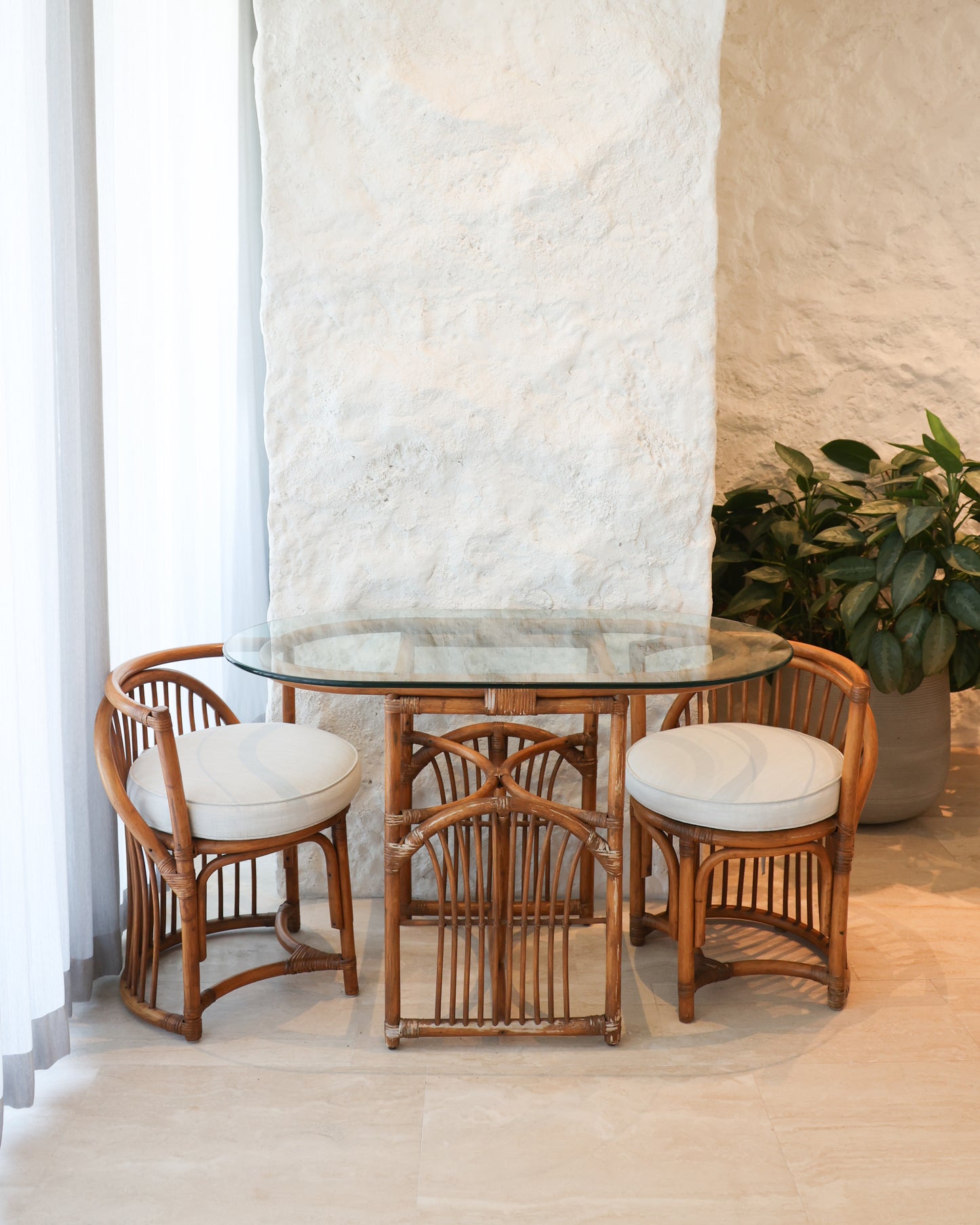 Bamboo Table Set with Cushions