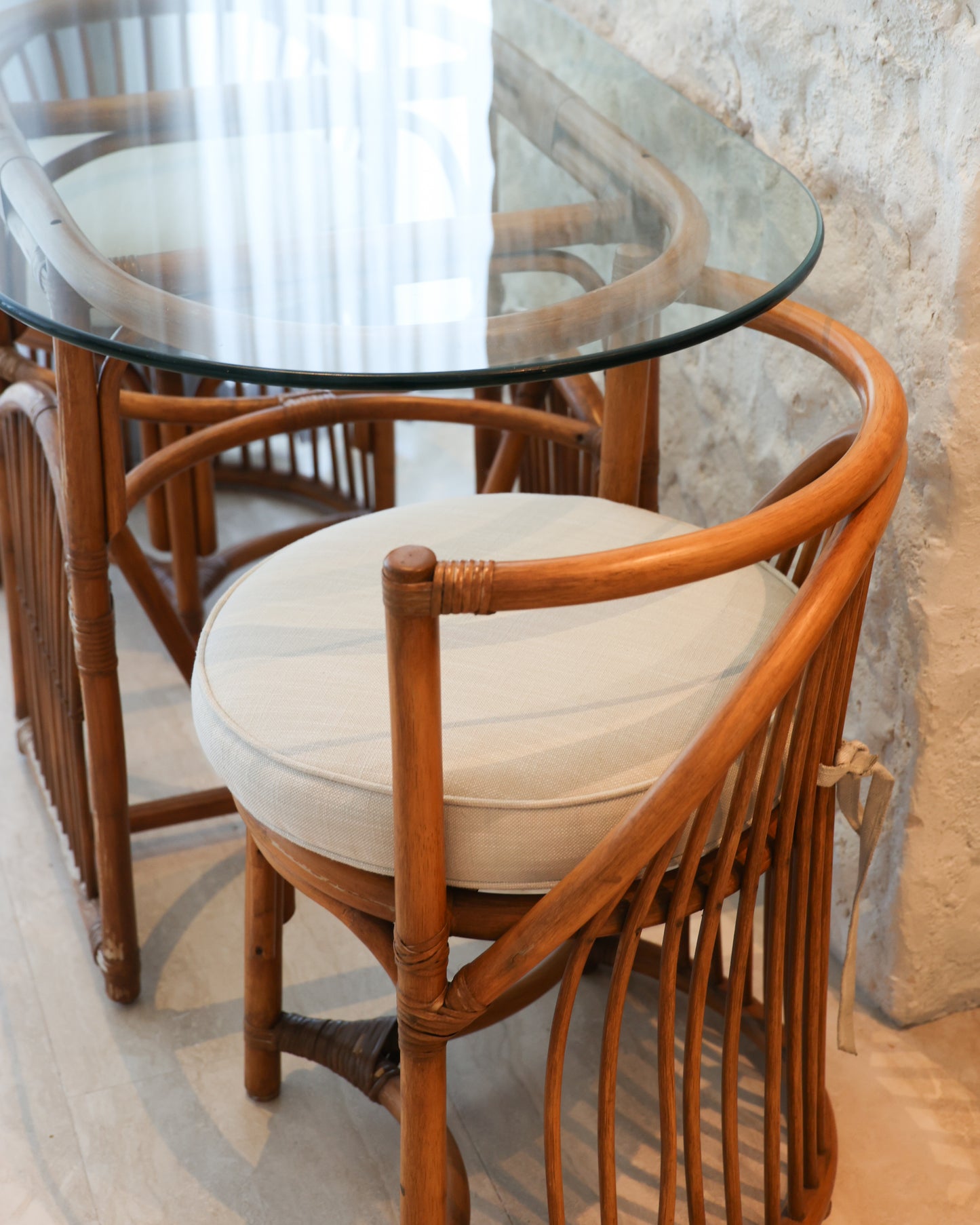 Bamboo Table Set with Cushions