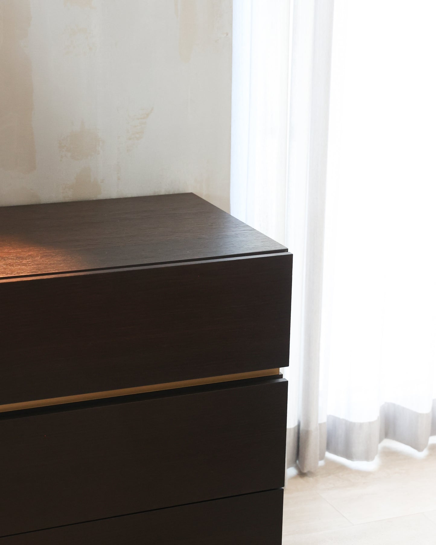 Custom Dark Oak Nightstand with Gold Detail