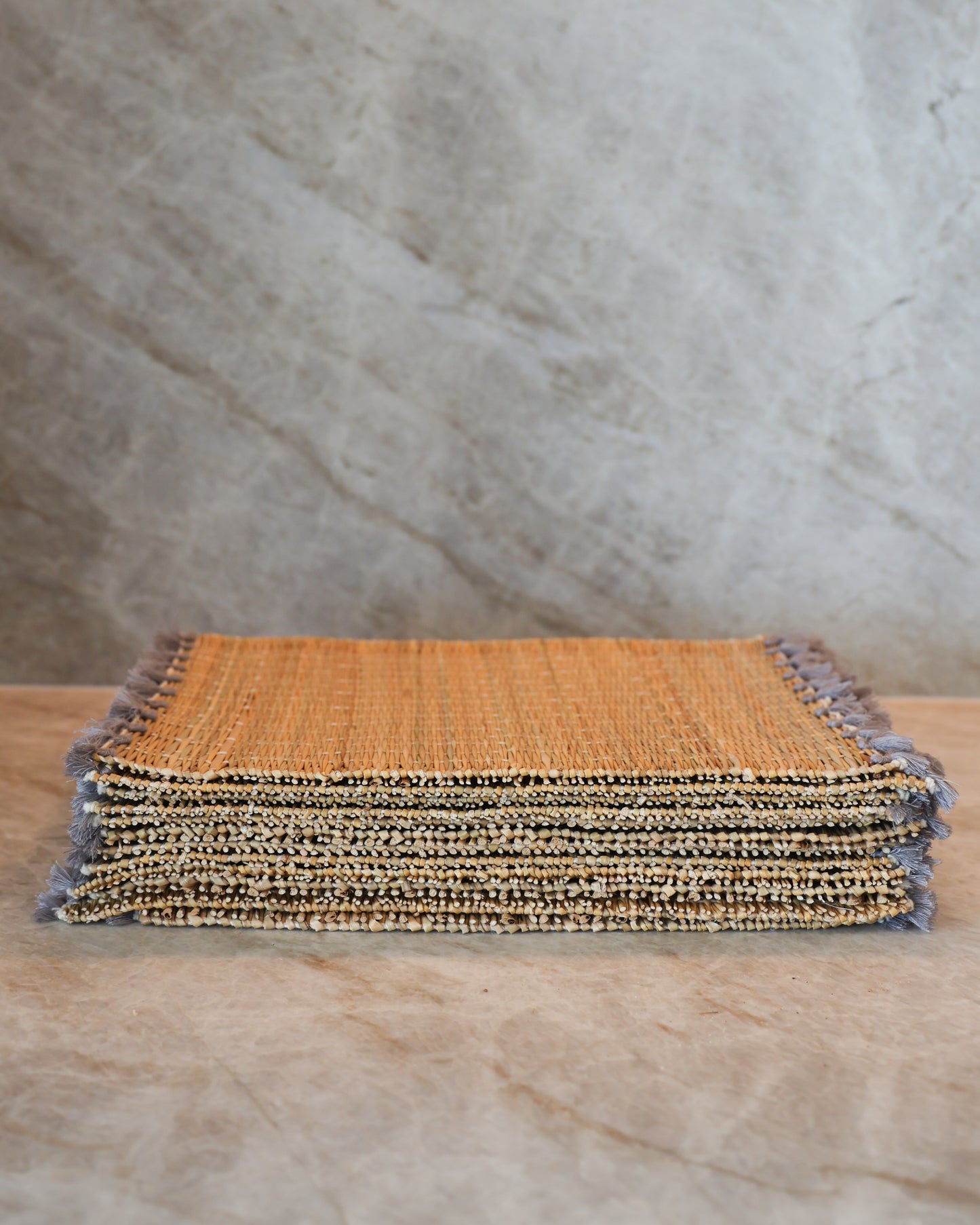 Woven Place Mats- Gray Tassels