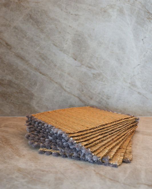 Woven Place Mats- Gray Tassels