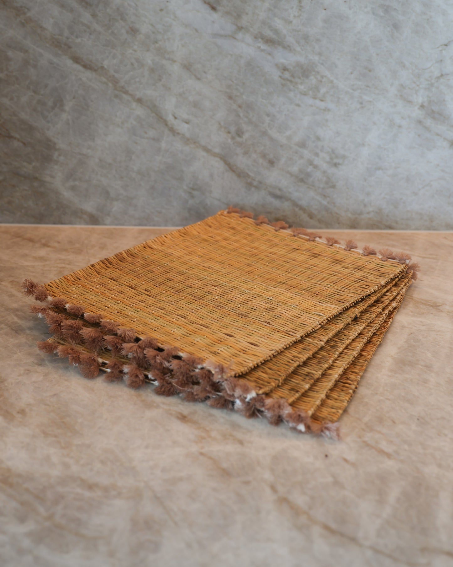 Woven Place Mat- Mauve Tassels