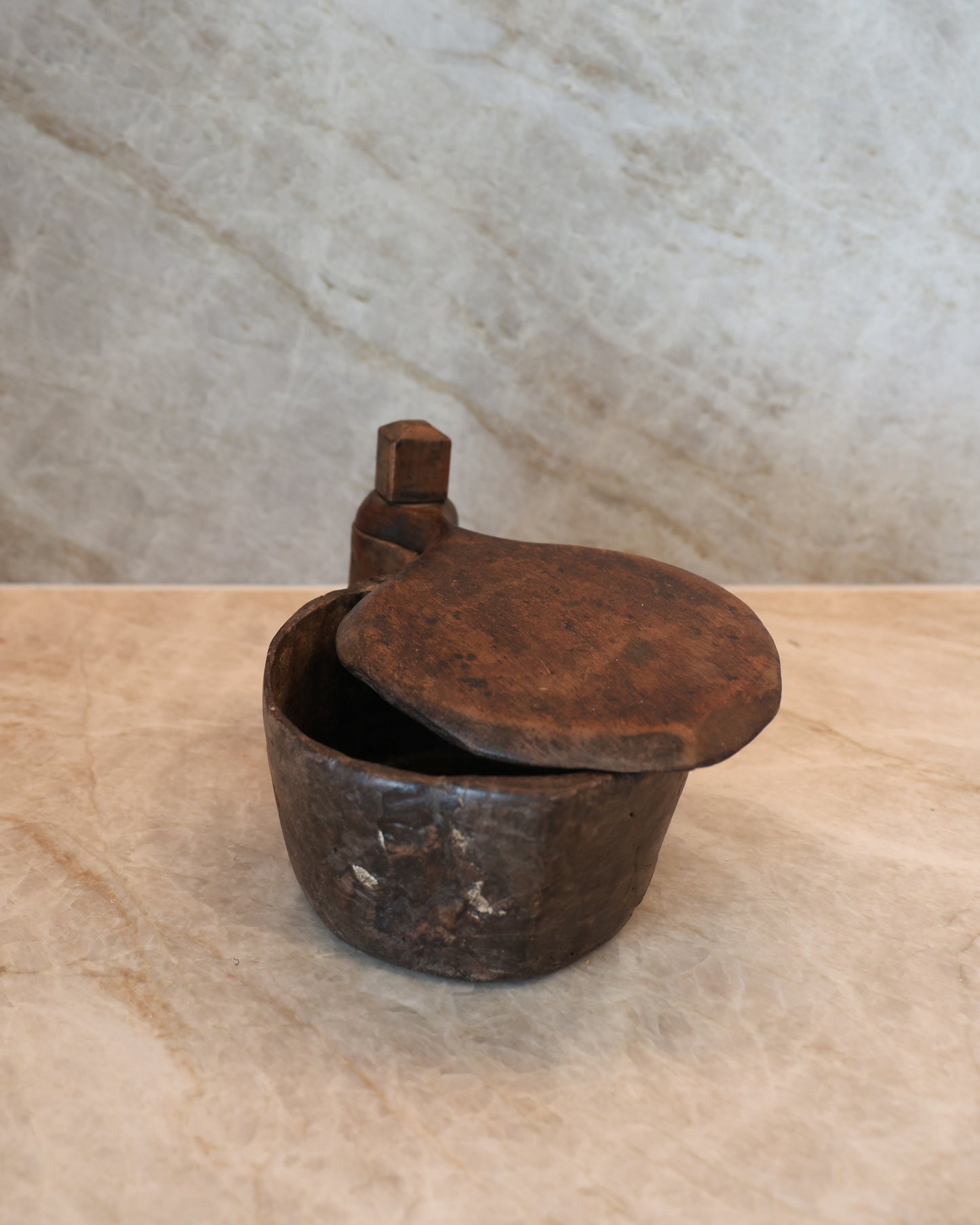 Vintage Wood Covered Vessel