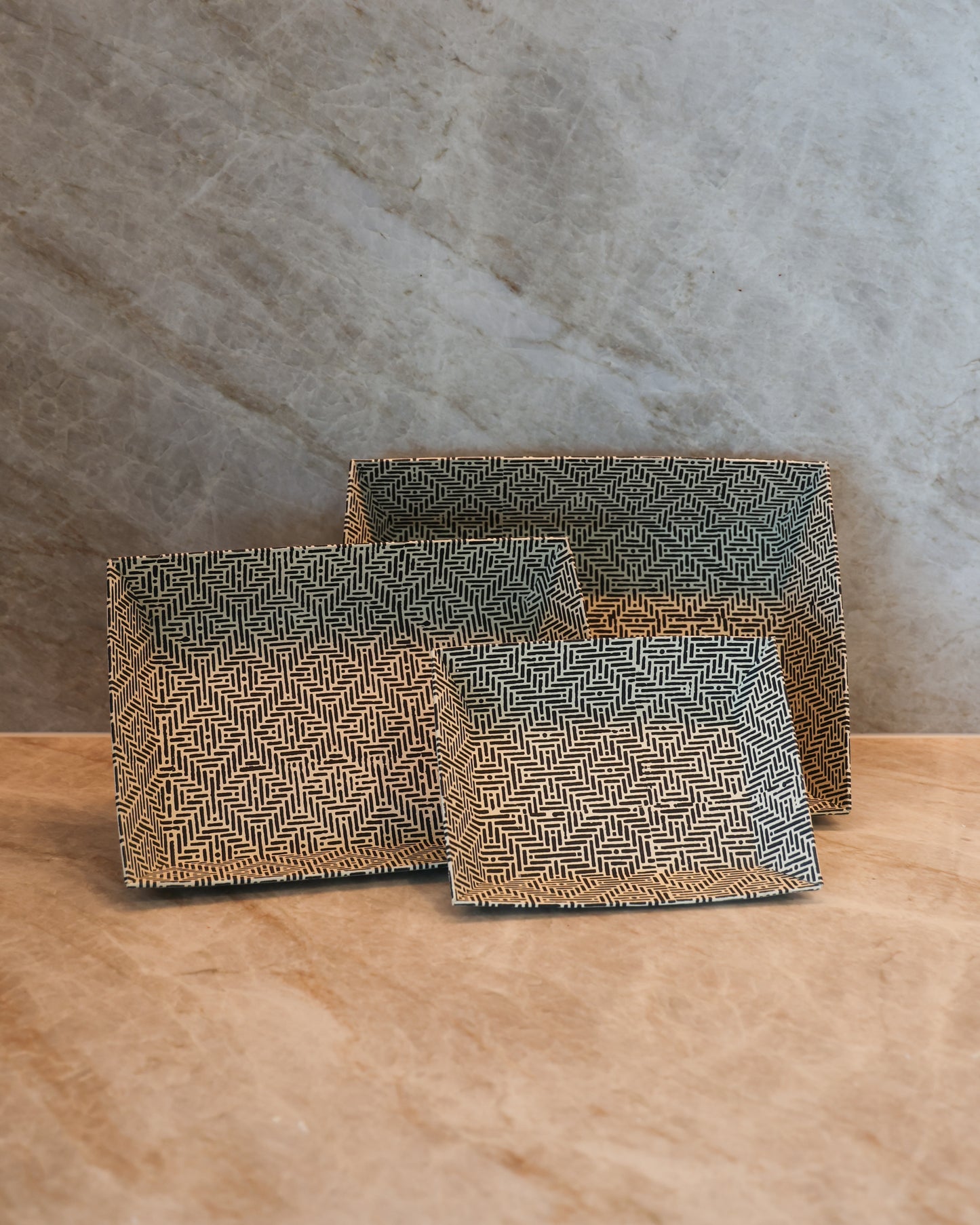 Patterned Nesting Trays-Set of 3