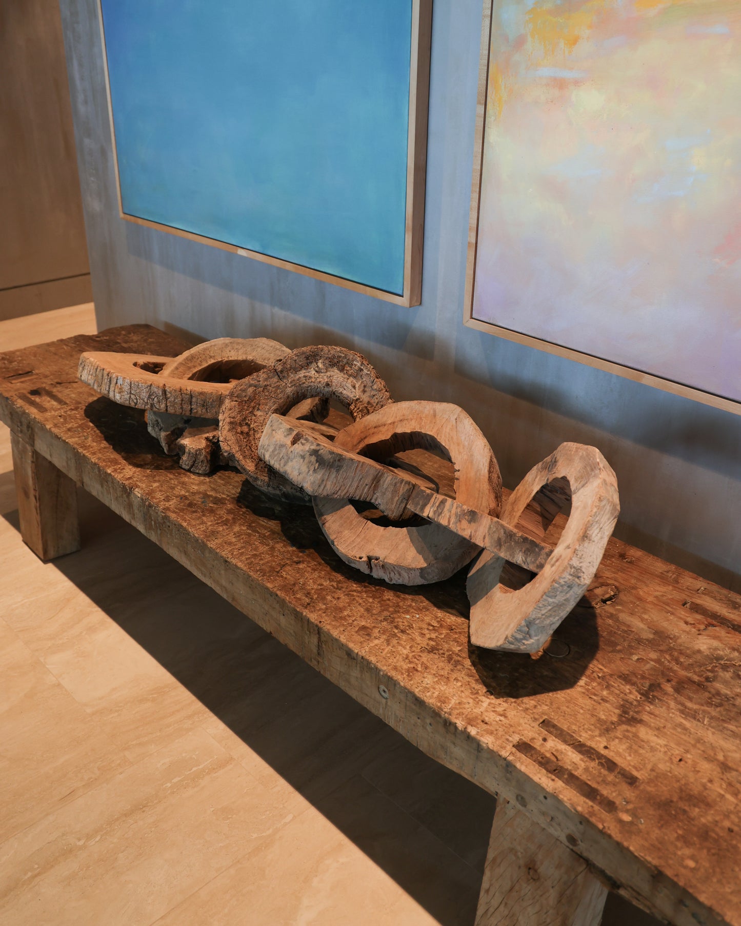 Oversized Wooden Chain Sculpture