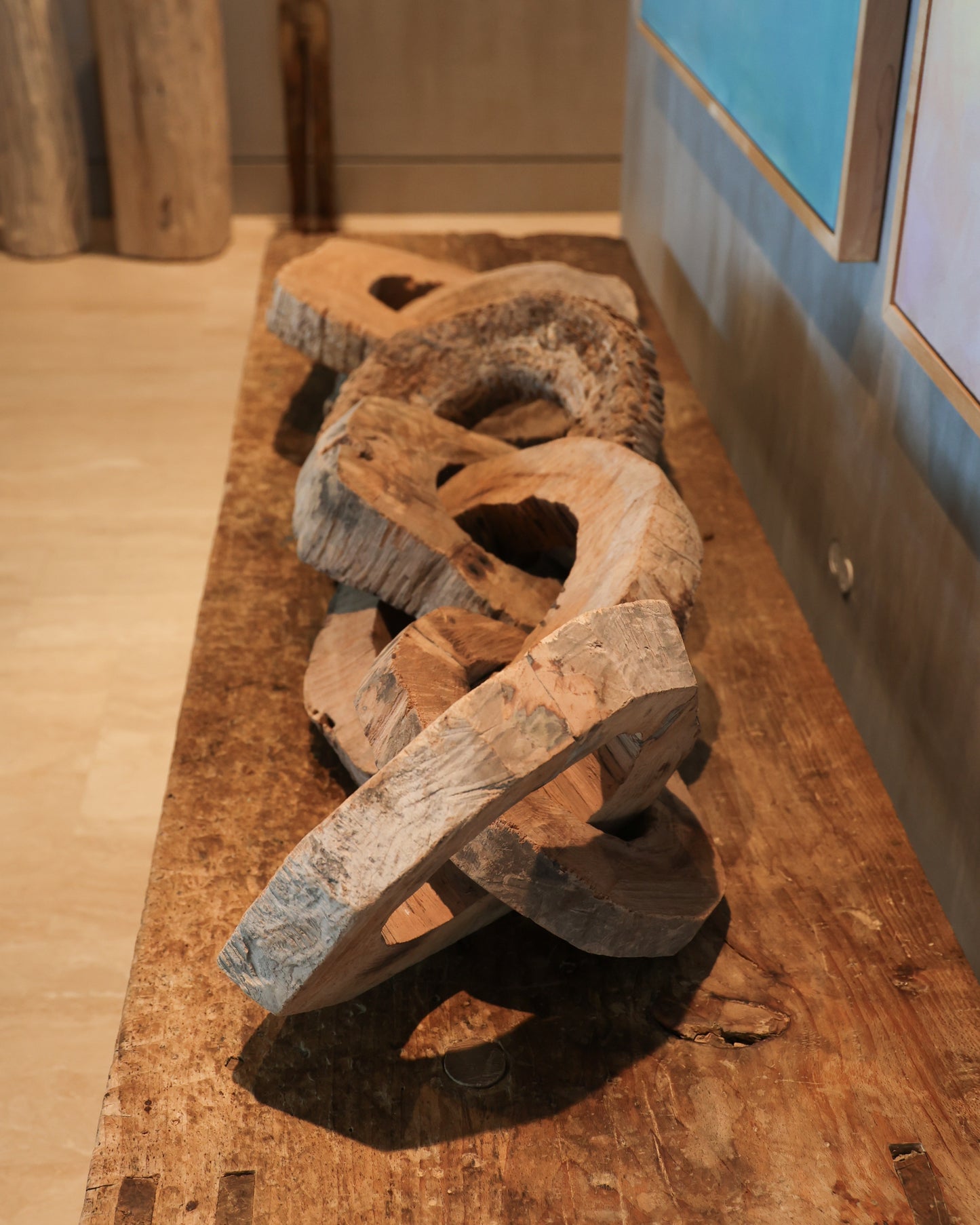 Oversized Wooden Chain Sculpture