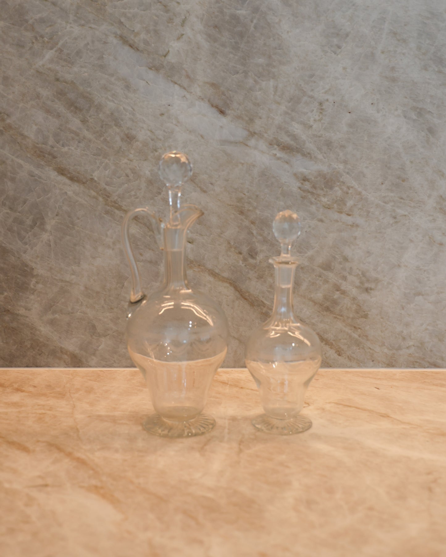 Vintage Etched Crystal Glass Decanters