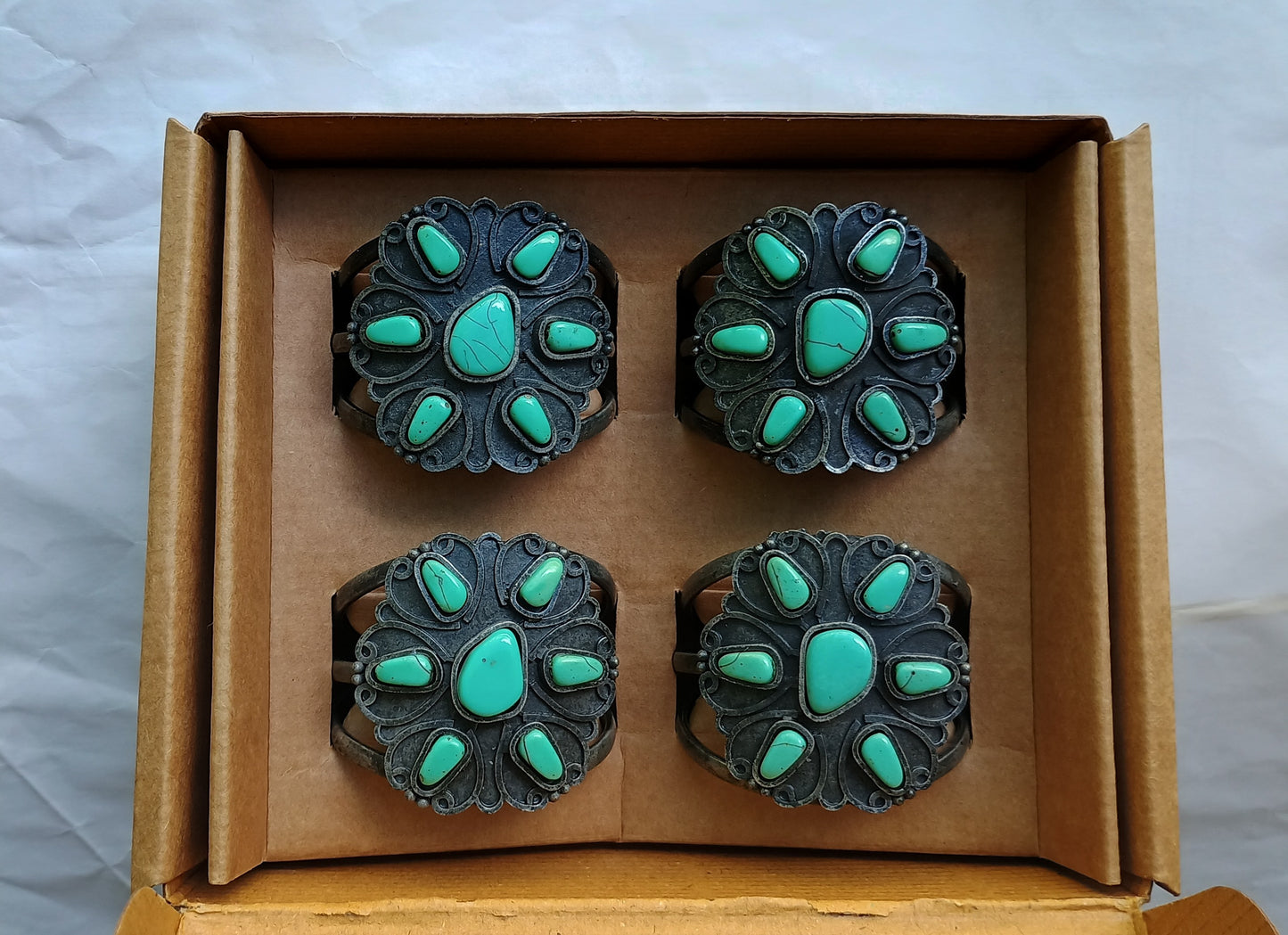 Napkin Rings - Turquoise Handcrafted, Set of 4