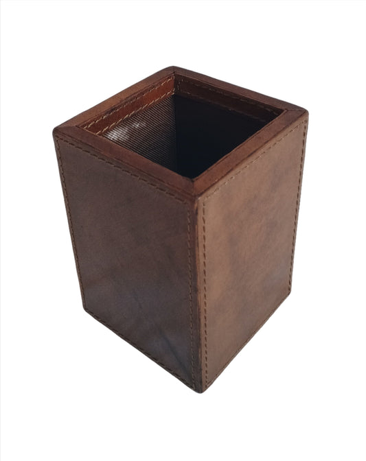 Pen Holder - Brown leather pen holder