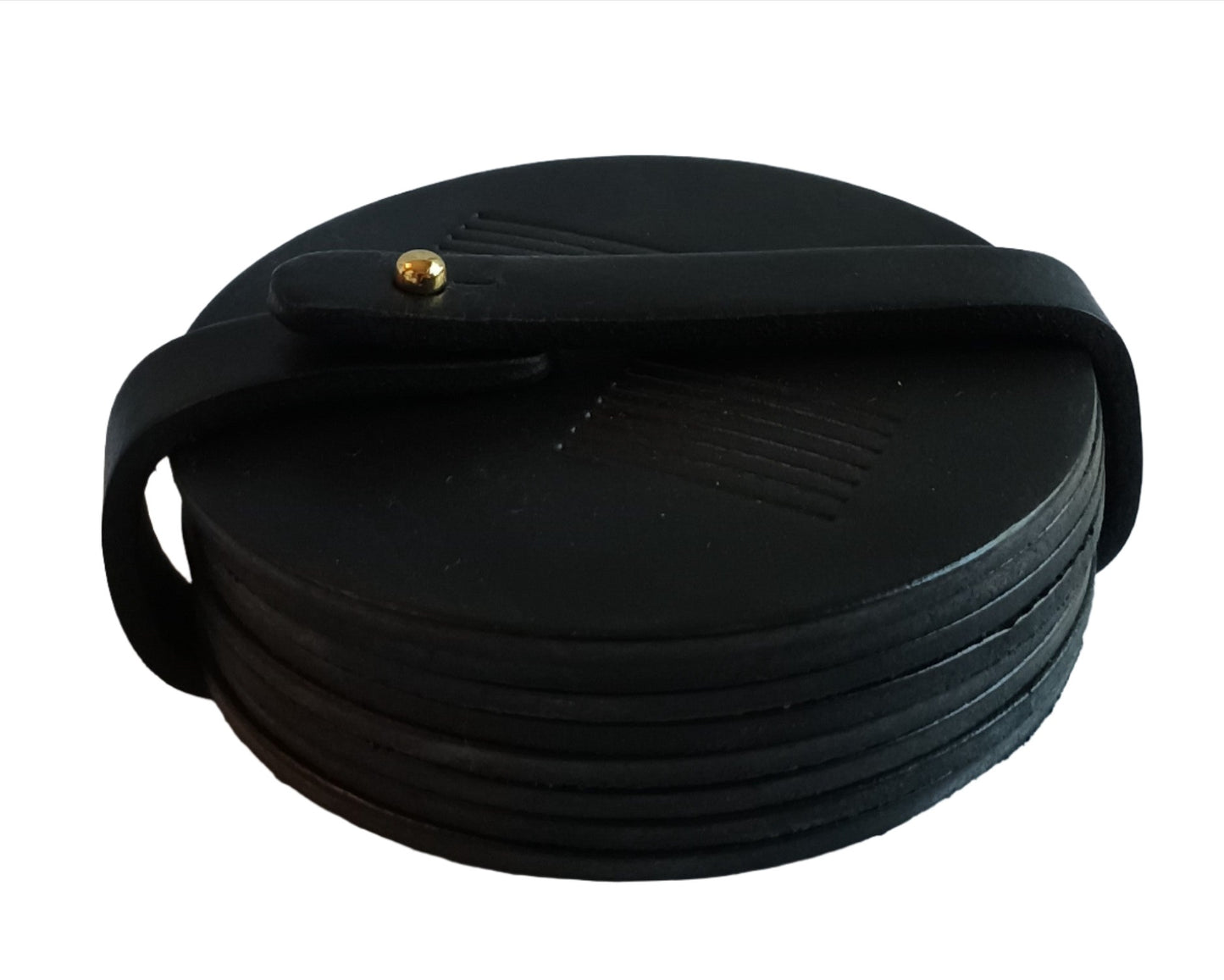 Coasters - Black Leather Coaster Set