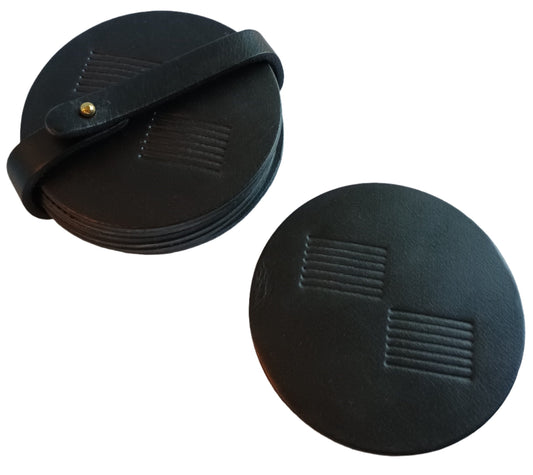 Coasters - Black Leather Coaster Set