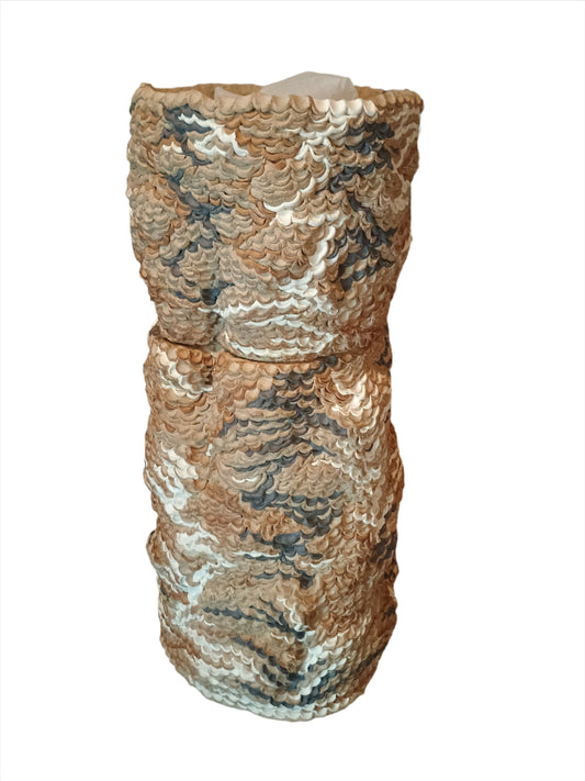 Vase - Stoneware Clay Digit Texture Jardiniere