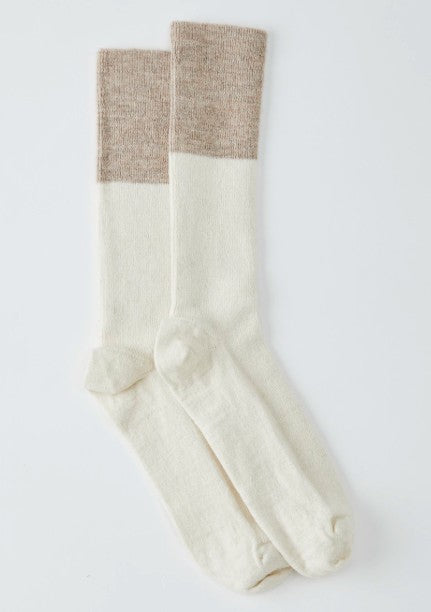 Baby Alpaca Socks - Beige and White