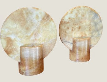 Antique Italian Alabaster Disc Lamp (1)