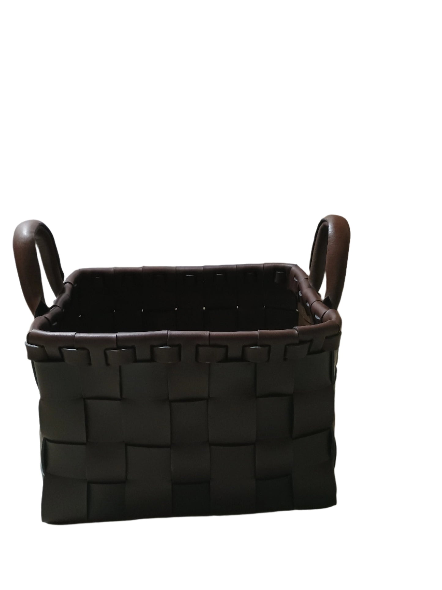 Leather Woven Baskets with Handles