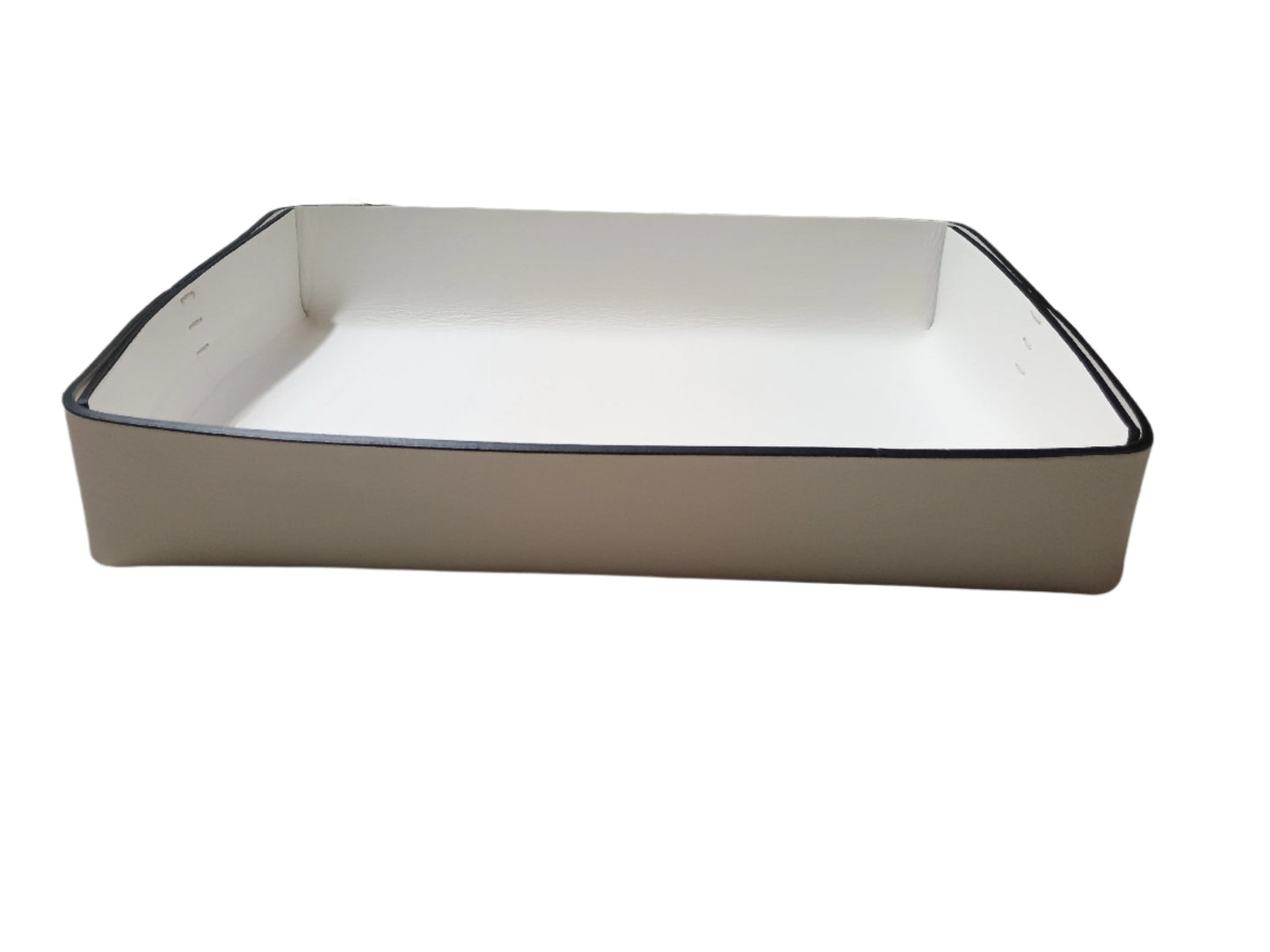 Large White Leather Tray