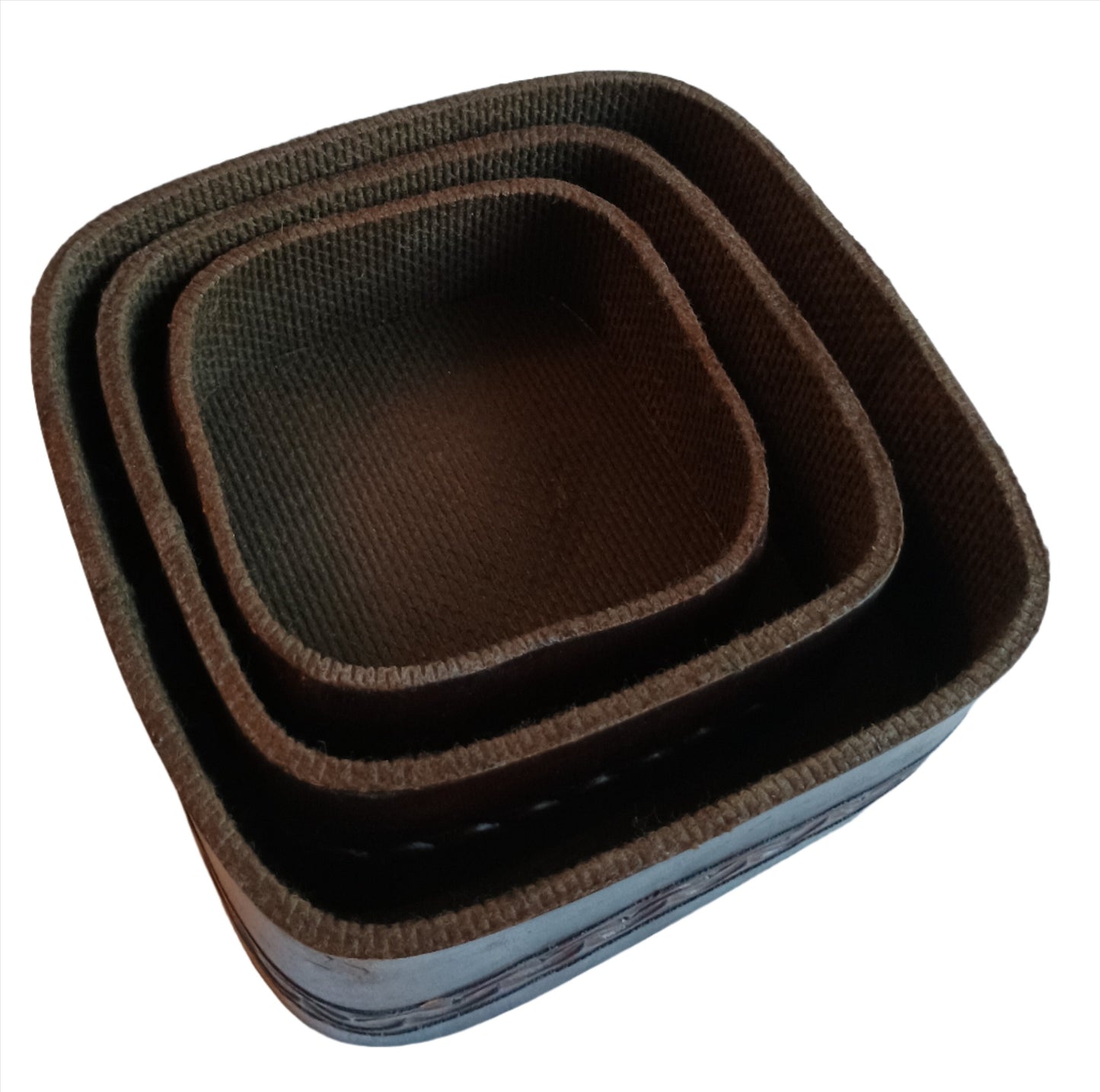 Box - Burgundy Leather Box, Set of 3