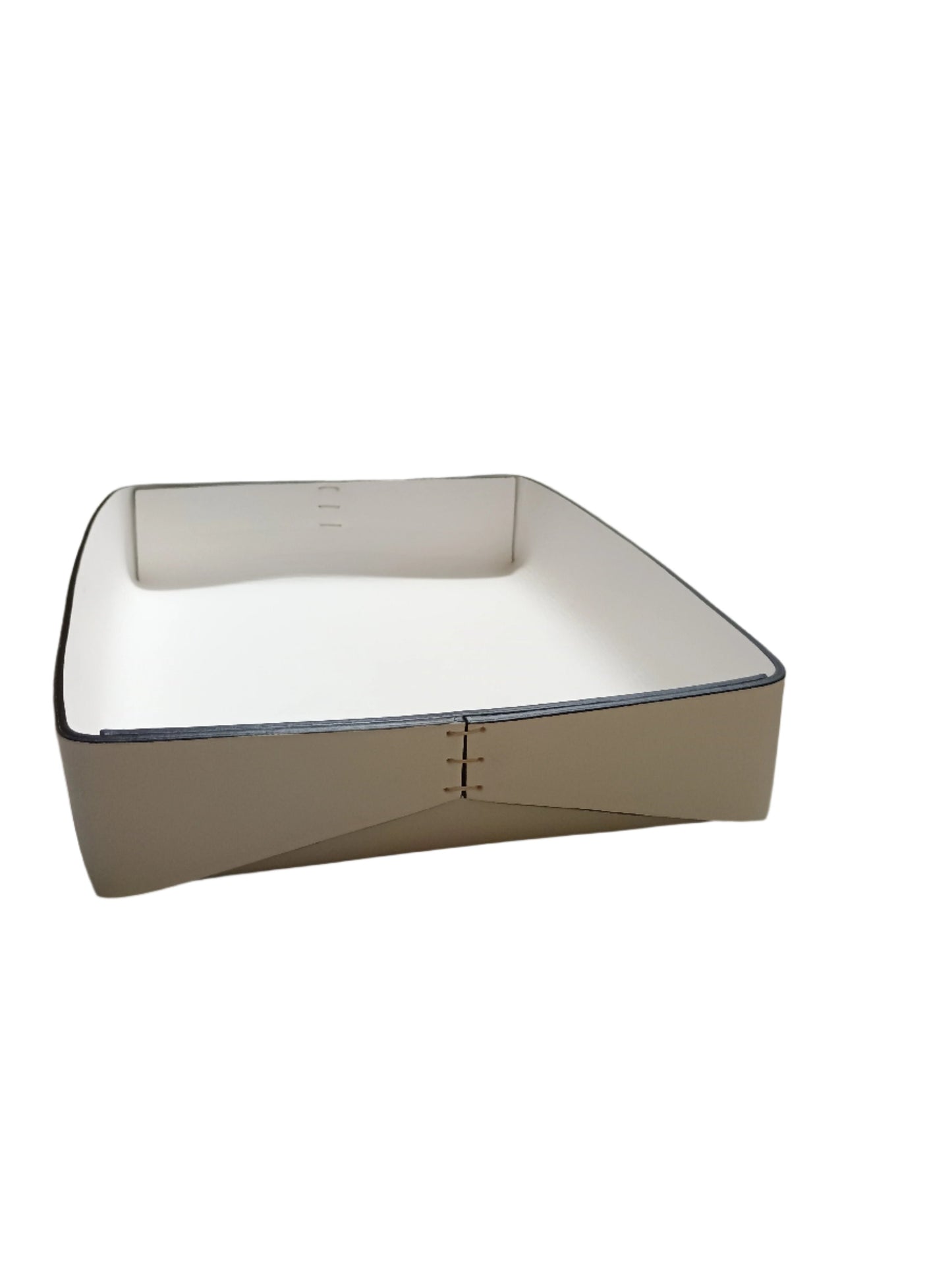 Large White Leather Tray