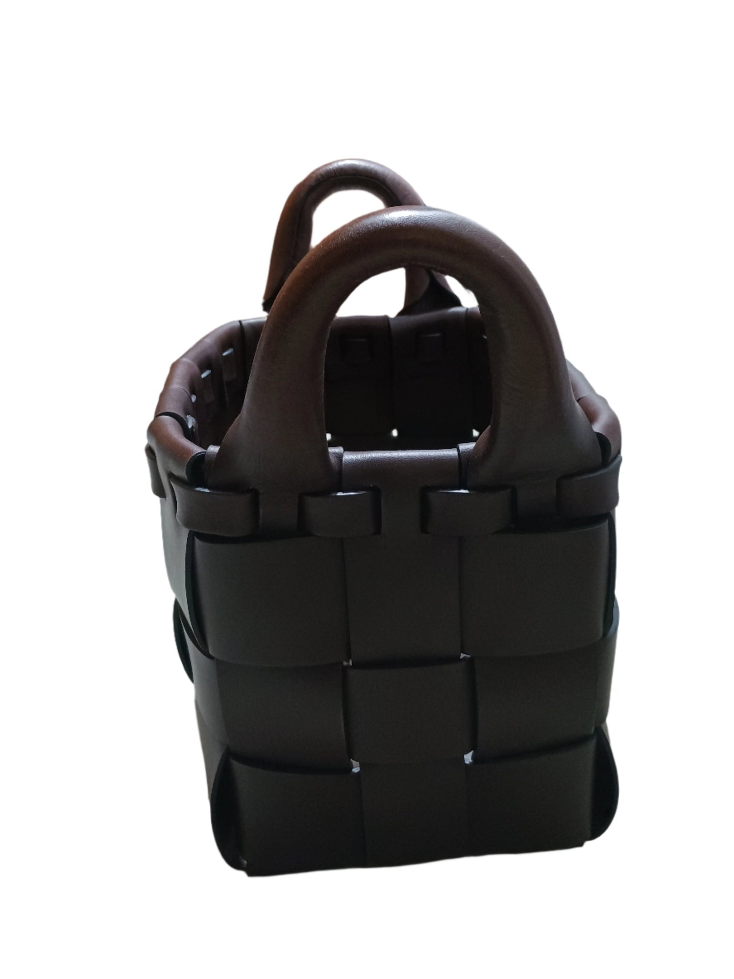 Leather Woven Baskets with Handles