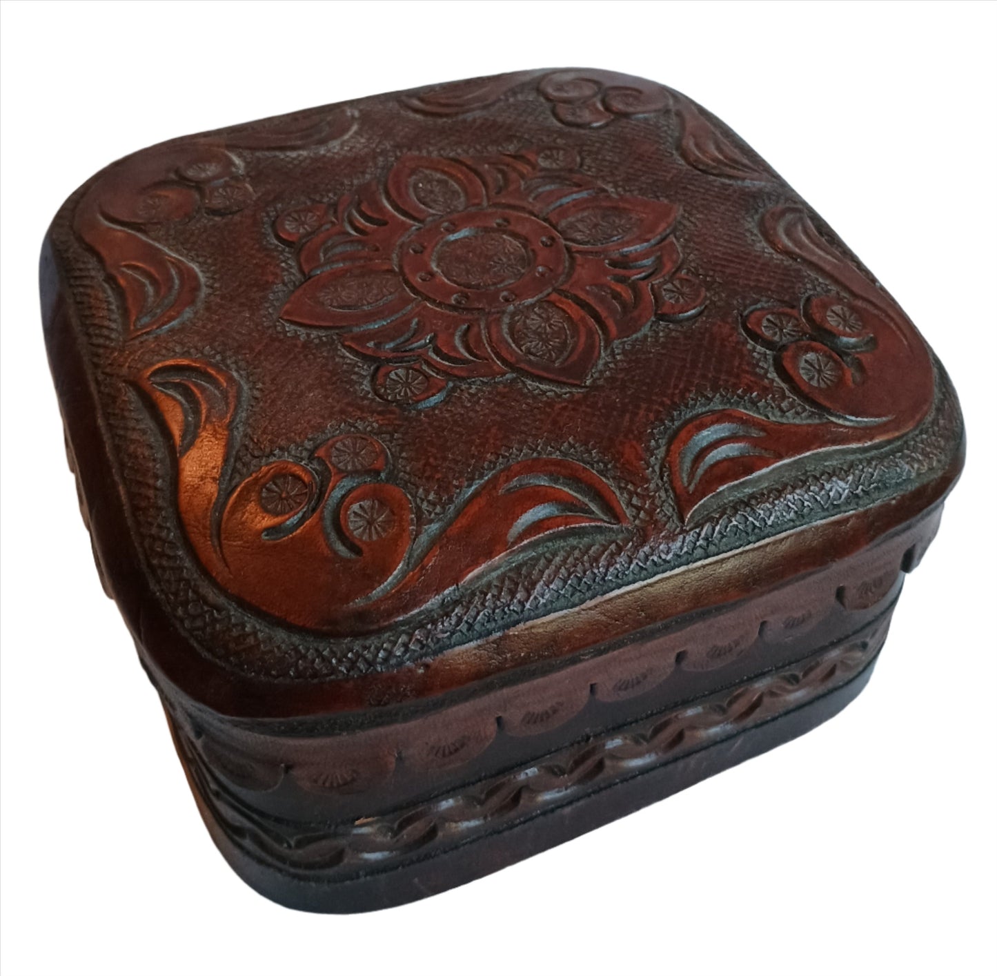 Box - Burgundy Leather Box, Set of 3