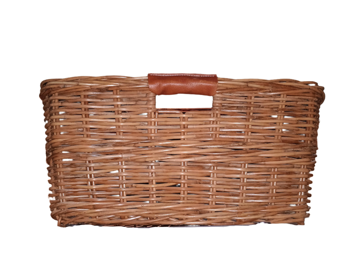 Basket - Wicker Laundry Basket with Leather Handles