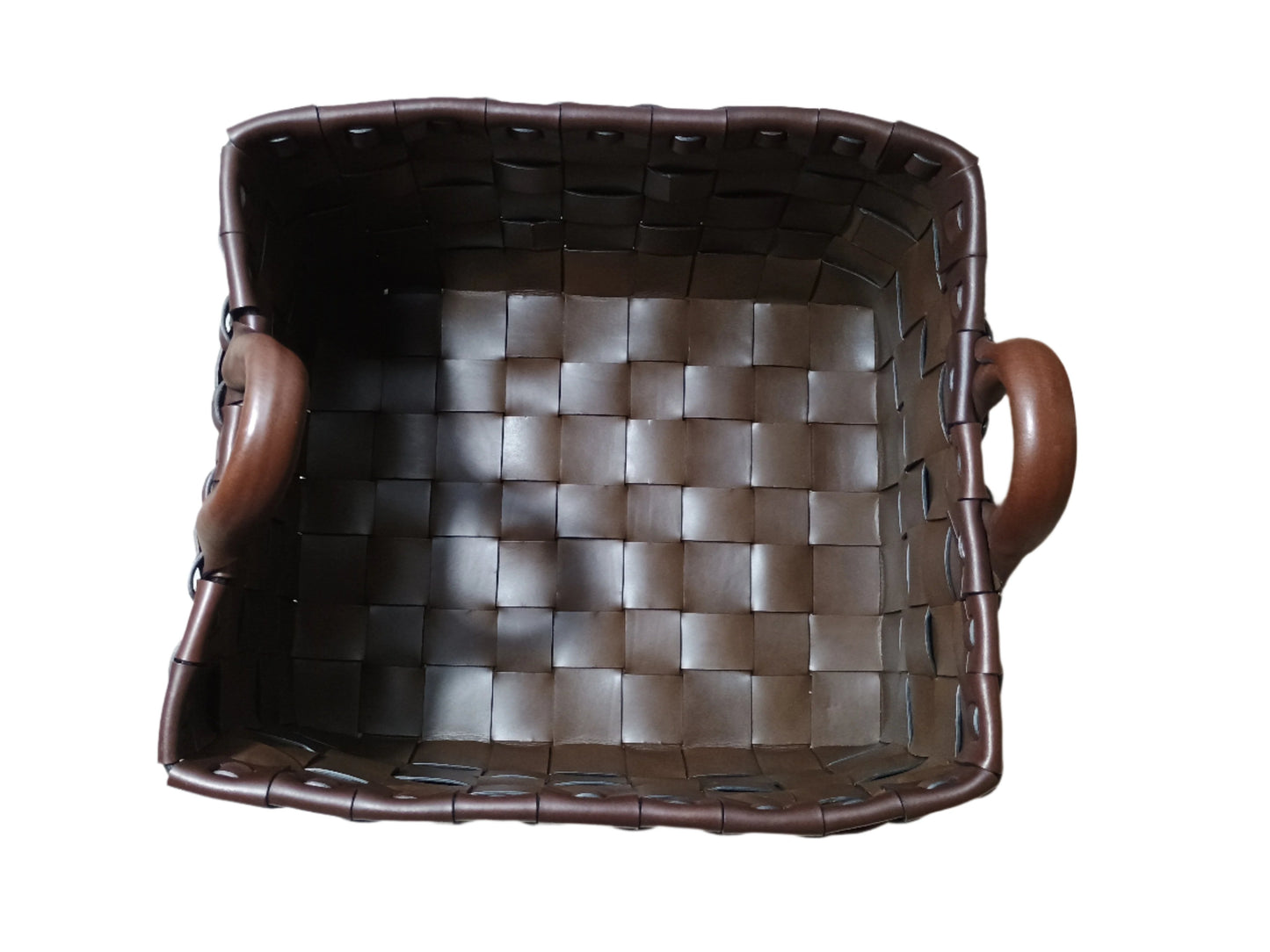 Leather Woven Baskets with Handles
