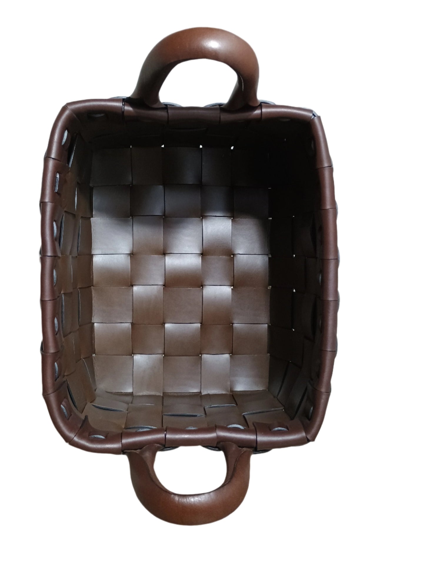 Leather Woven Baskets with Handles