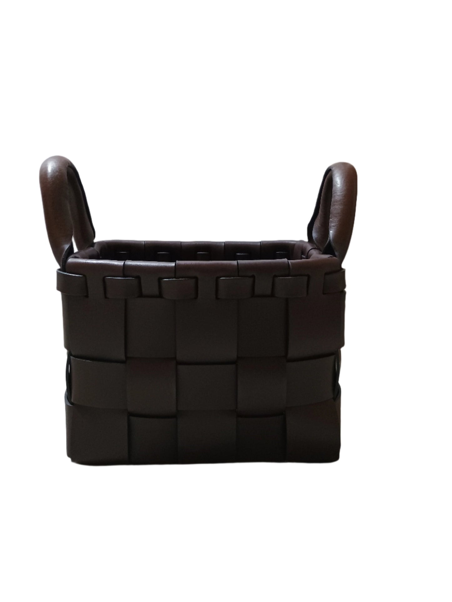 Leather Woven Baskets with Handles