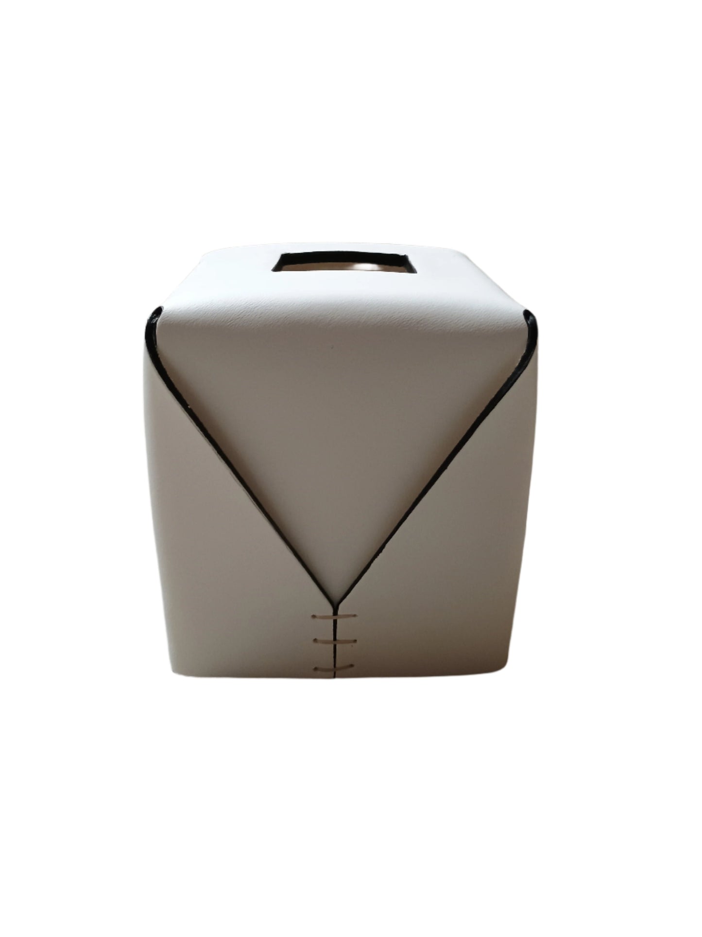 White Leather Tissue Box