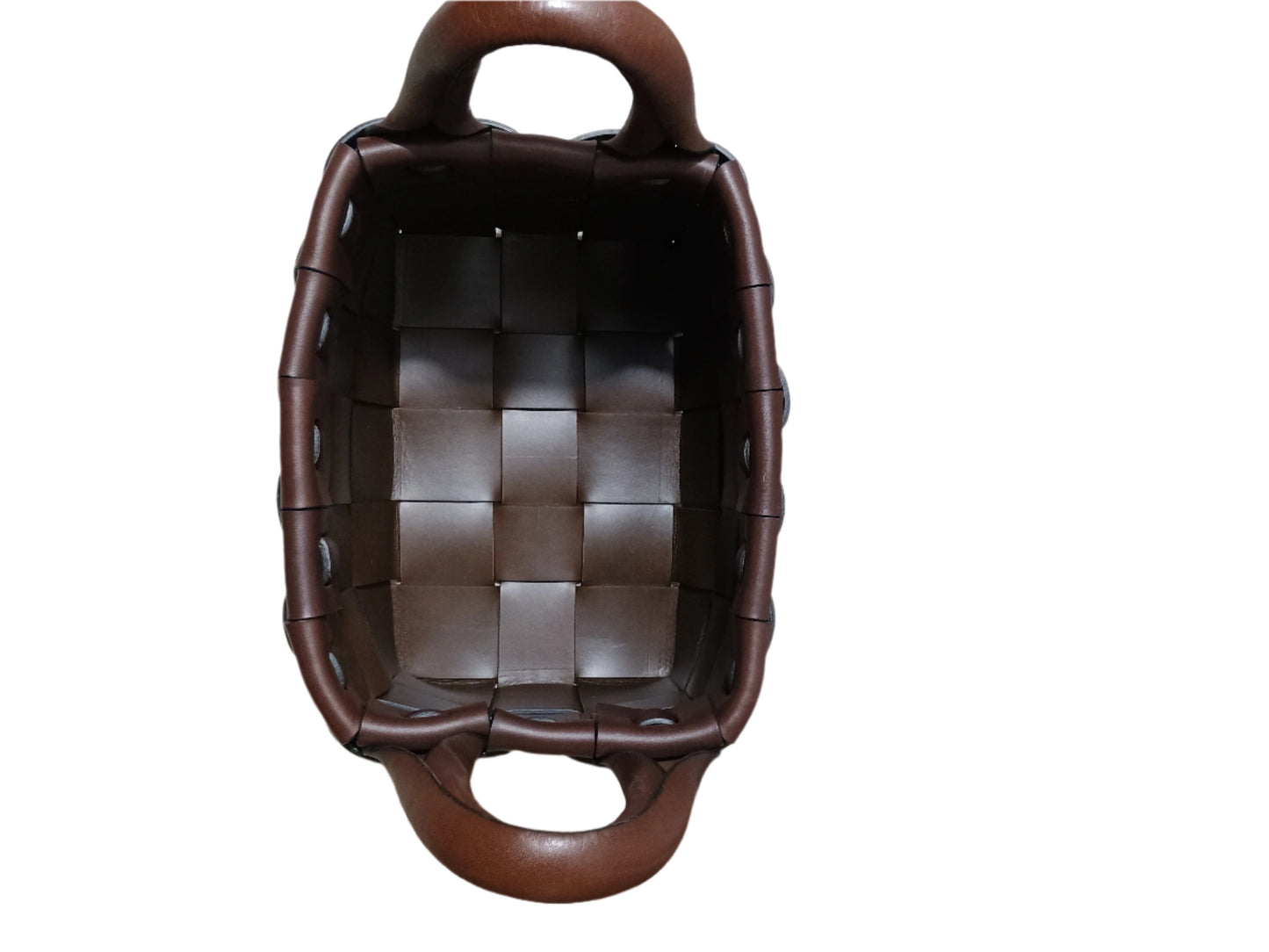 Leather Woven Baskets with Handles